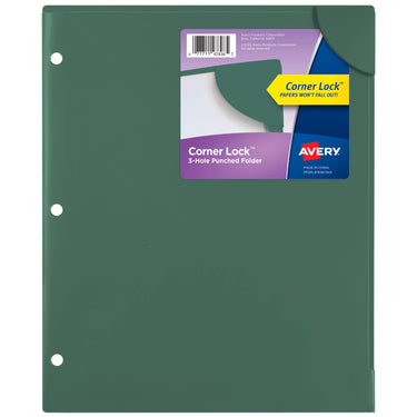 Avery Corner Lock Document Sleeves for 3 Ring Binders, 1 Sage Green Plastic Sleeve (47836) 1 Cover